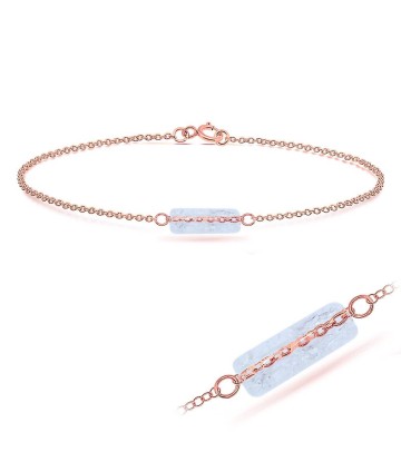 Rose Gold Plated Quartz Silver Bracelet BRS-271-RO-GP